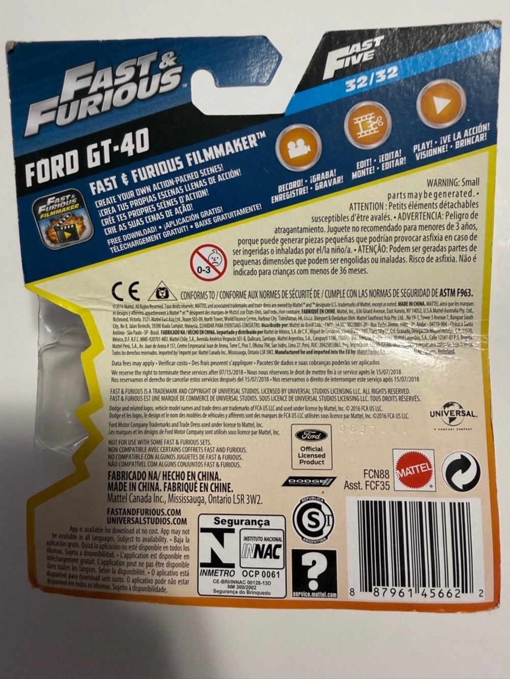 Hot Wheels Fast & Furious Ford GT-40 Diecast Car 32/32 Mattel NIP - Picture 4 of 6